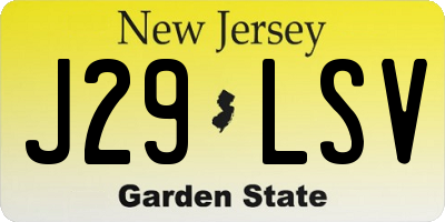 NJ license plate J29LSV