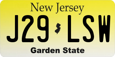 NJ license plate J29LSW