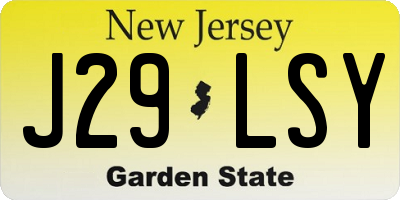 NJ license plate J29LSY