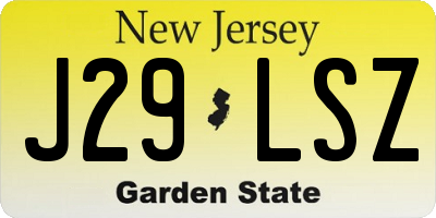 NJ license plate J29LSZ