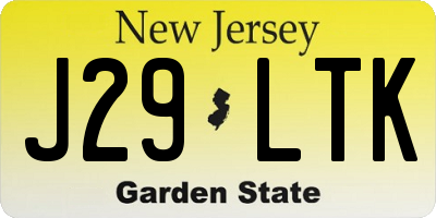 NJ license plate J29LTK