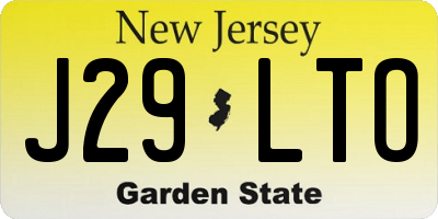 NJ license plate J29LTO