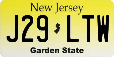 NJ license plate J29LTW