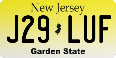 NJ license plate J29LUF
