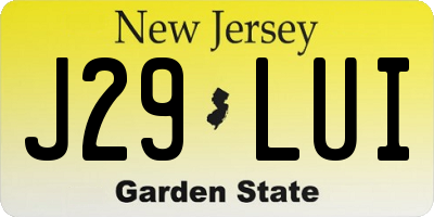NJ license plate J29LUI
