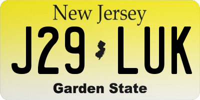 NJ license plate J29LUK