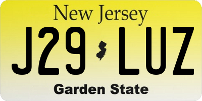 NJ license plate J29LUZ