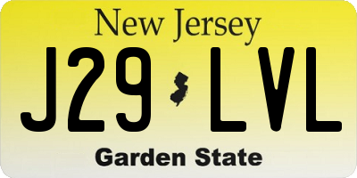 NJ license plate J29LVL