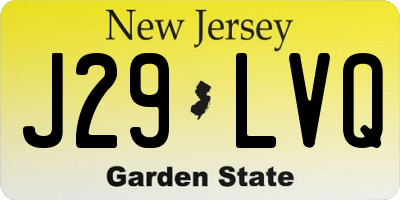 NJ license plate J29LVQ