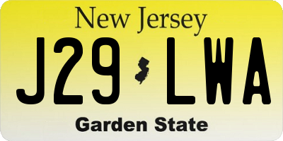 NJ license plate J29LWA
