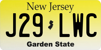 NJ license plate J29LWC