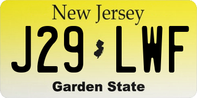 NJ license plate J29LWF