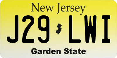 NJ license plate J29LWI