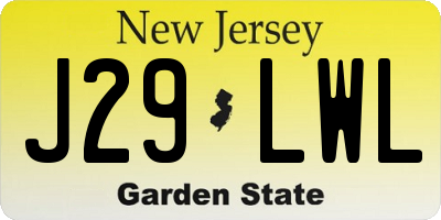 NJ license plate J29LWL