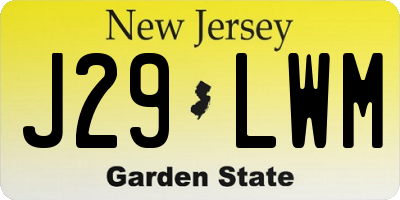 NJ license plate J29LWM