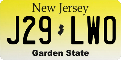 NJ license plate J29LWO