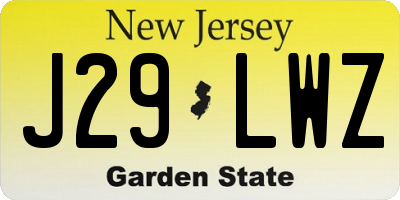 NJ license plate J29LWZ