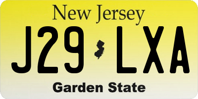 NJ license plate J29LXA
