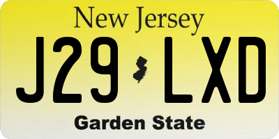 NJ license plate J29LXD