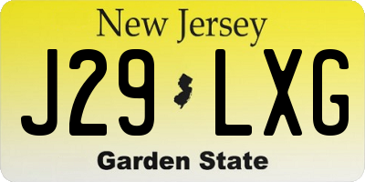 NJ license plate J29LXG