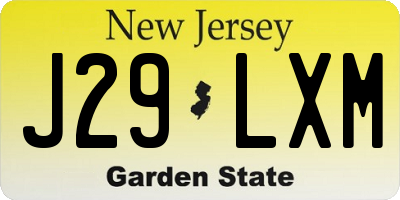NJ license plate J29LXM