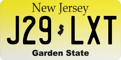 NJ license plate J29LXT