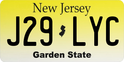 NJ license plate J29LYC
