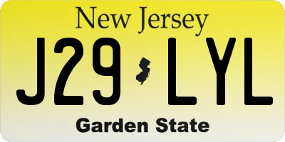 NJ license plate J29LYL