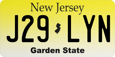 NJ license plate J29LYN