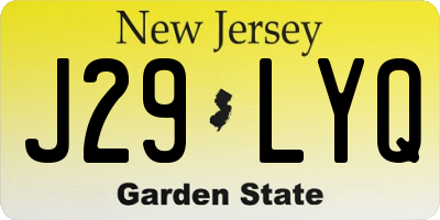 NJ license plate J29LYQ