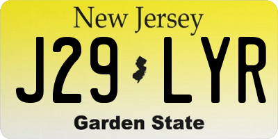 NJ license plate J29LYR