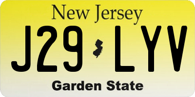 NJ license plate J29LYV