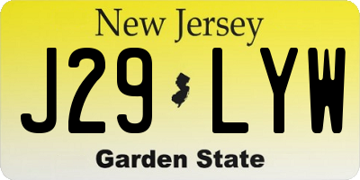 NJ license plate J29LYW