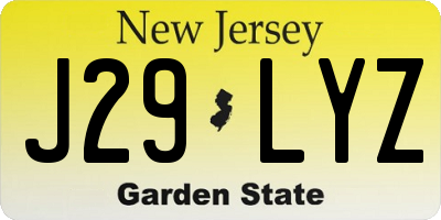 NJ license plate J29LYZ