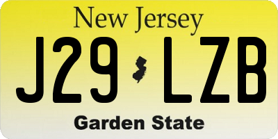 NJ license plate J29LZB