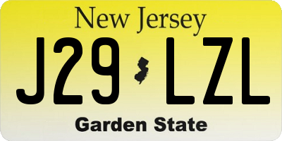 NJ license plate J29LZL