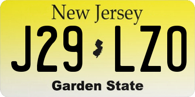 NJ license plate J29LZO