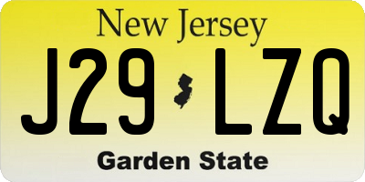 NJ license plate J29LZQ