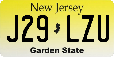 NJ license plate J29LZU