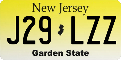 NJ license plate J29LZZ