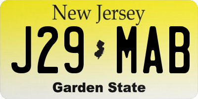 NJ license plate J29MAB