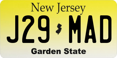 NJ license plate J29MAD