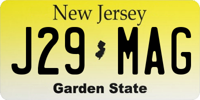 NJ license plate J29MAG