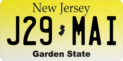 NJ license plate J29MAI