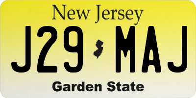 NJ license plate J29MAJ