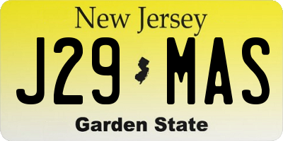 NJ license plate J29MAS