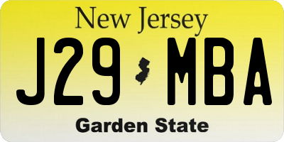NJ license plate J29MBA