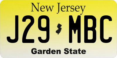 NJ license plate J29MBC