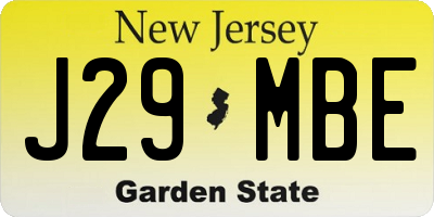NJ license plate J29MBE