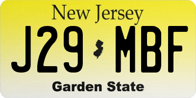 NJ license plate J29MBF